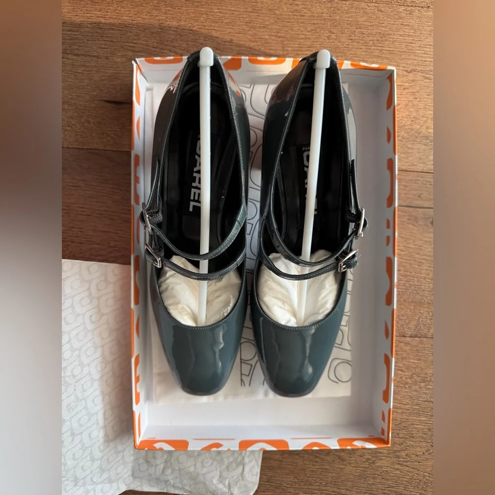 *NEW* Carel Paris Alice Mary Jane in Blue Grey Patent Leather US 6.5 Never Worn - Picture 4 of 11